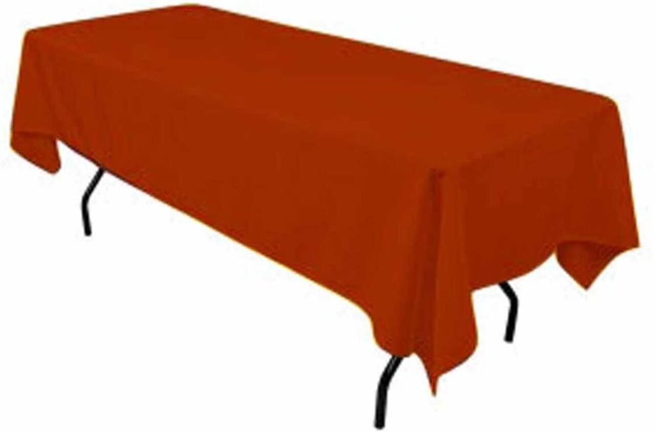 Rectangular Rust Polyester Tablecloth 60×144 Inch Stylish Décor for Weddings, Parties & Banquets
